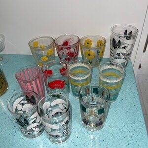 Vintage MCM Juice Drink Glasses Collection Set of 11